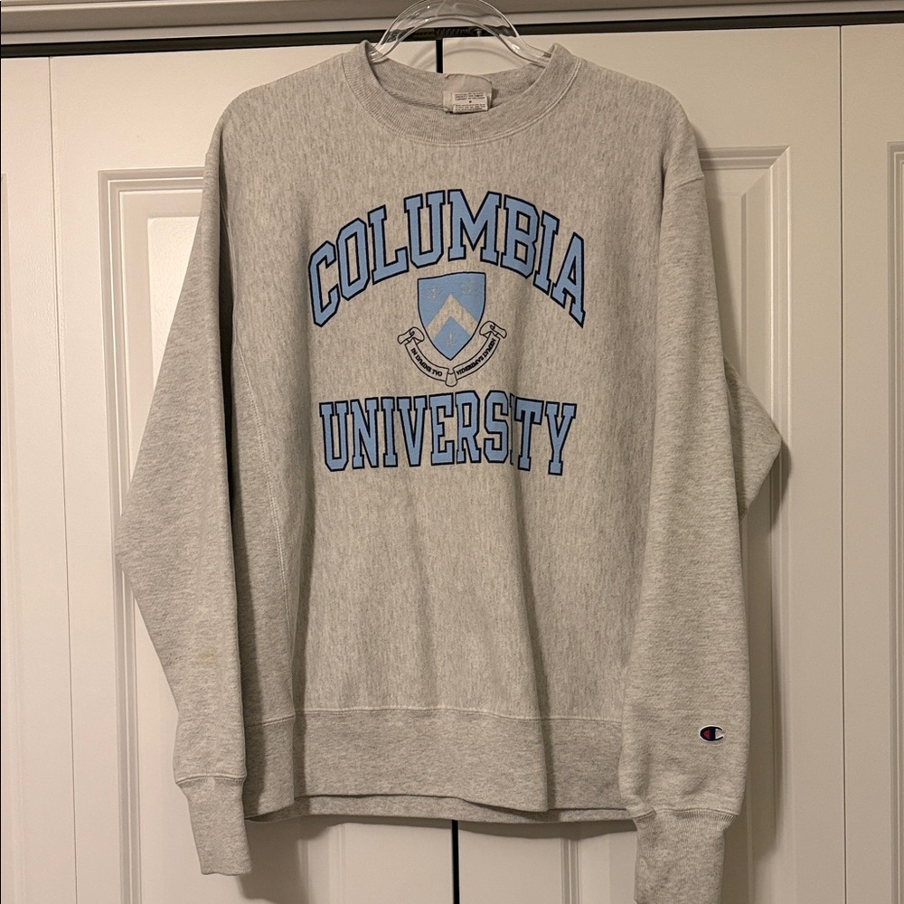 Champion Light Gray Columbia University Crewneck Sweater